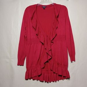 Style & Co women's open front cardigan ruffle trim size XL